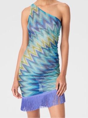 Missoni One-Shoulder Fringe Mini Dress